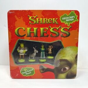 NEW Shrek Chess Collector's Edition Tin Dreamworks Hand Painted Sealed Vintage